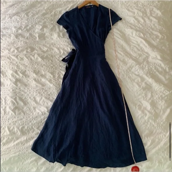 New Ralph Lauren Maxi Linen Navy Maxi Dress - Picture 10 of 16